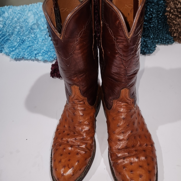 🌟VINTAGE🌟LUCCHESE Sz. 7.5 B FULL QUILL OSTRICH EUC - Picture 7 of 7